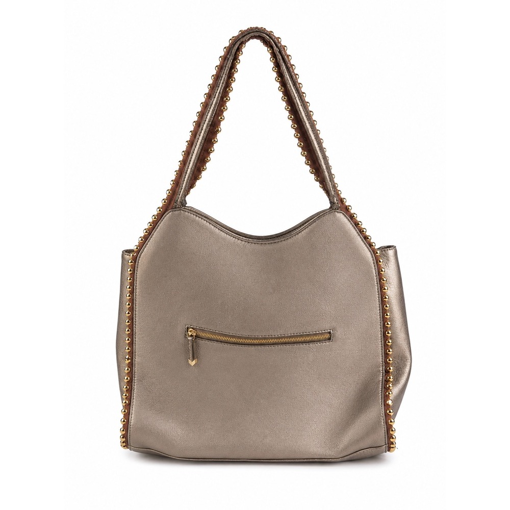 Big Buddha Grayson Chic Vintage Y2K Bronze Studded Hobo Leather Shoulder Bag
